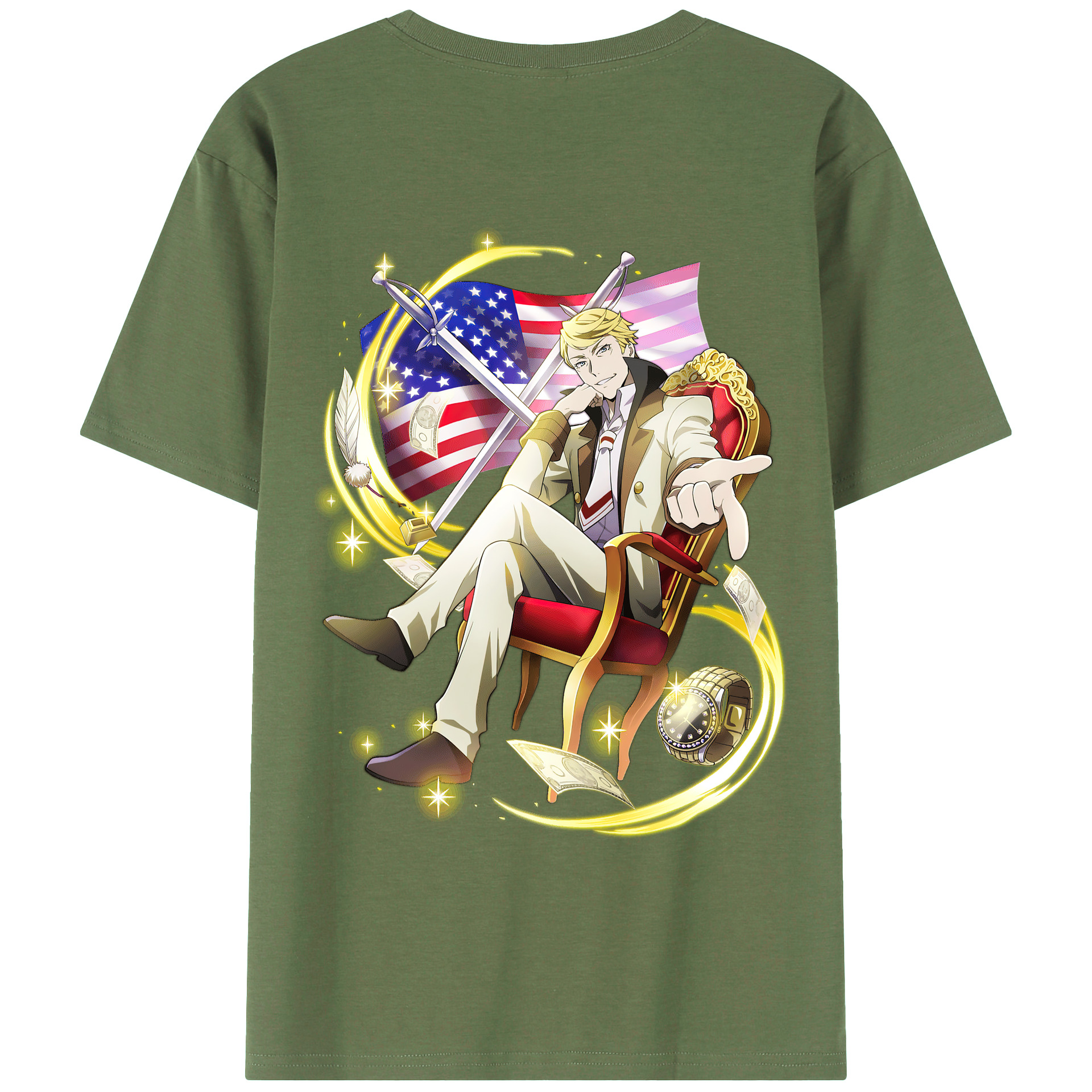 （画像用） 文豪ストレイドッグス Bungo Stray Dogs 綿100％ メンズ半袖Tシャツ（バックプリント） 通気性